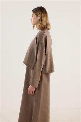 Tensel Kısa Kimono Koyu Vizon