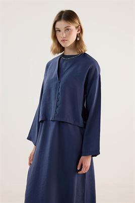 Tensel Kısa Kimono Lacivert