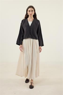 Tensel Kısa Kimono Siyah