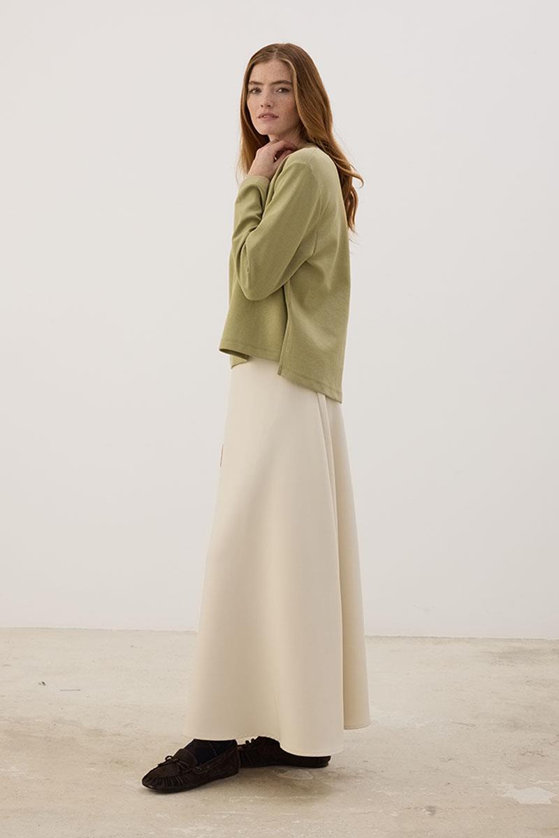 Tok Duruşlu Basic Sweatshirt Haki