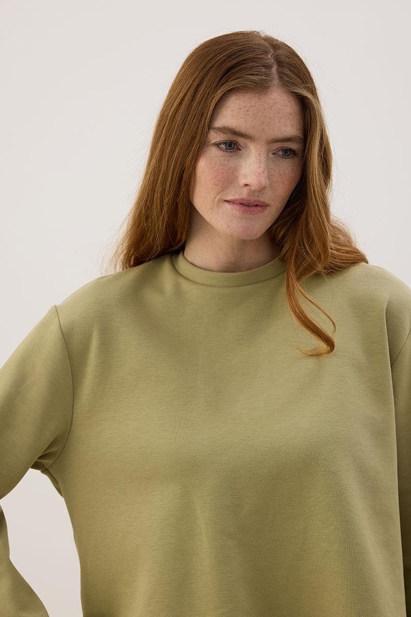 Tok Duruşlu Basic Sweatshirt Haki