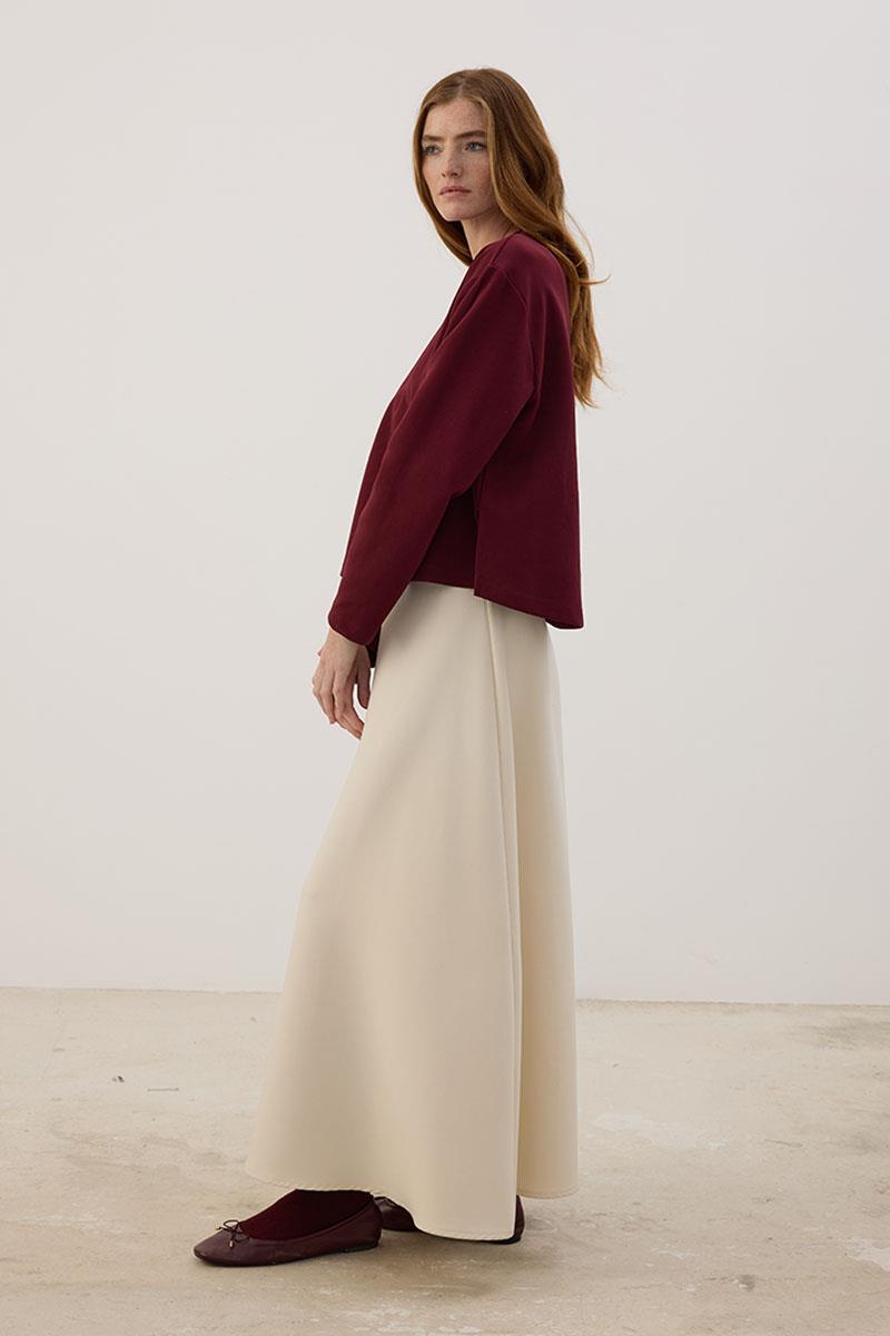 Tok Duruşlu Basic Sweatshirt Mürdüm