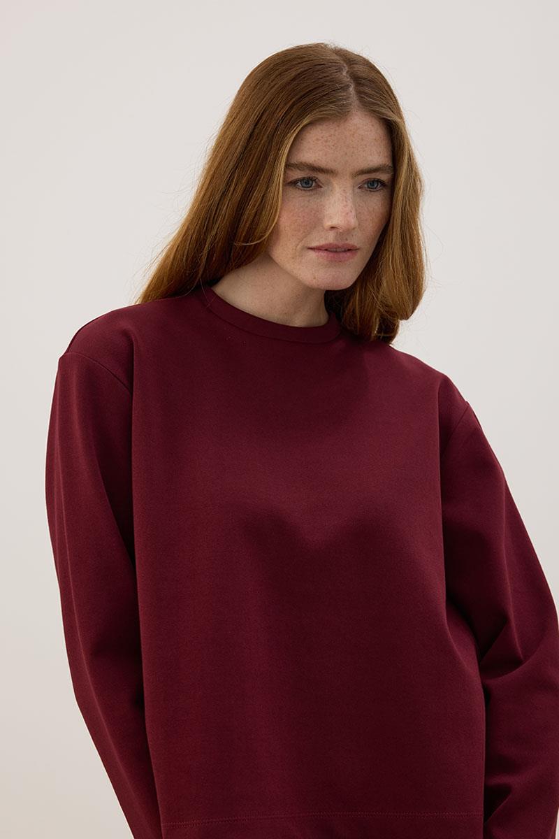 Tok Duruşlu Basic Sweatshirt Mürdüm