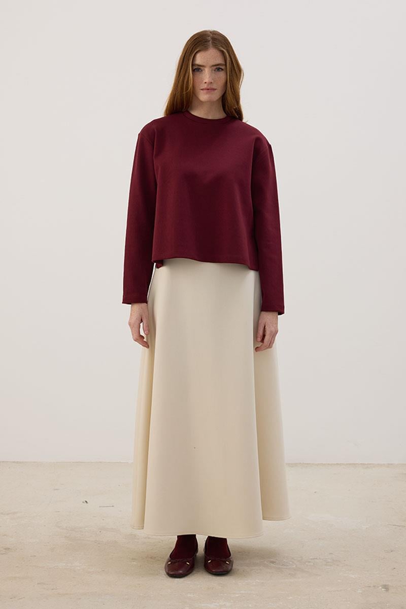 Tok Duruşlu Basic Sweatshirt Mürdüm