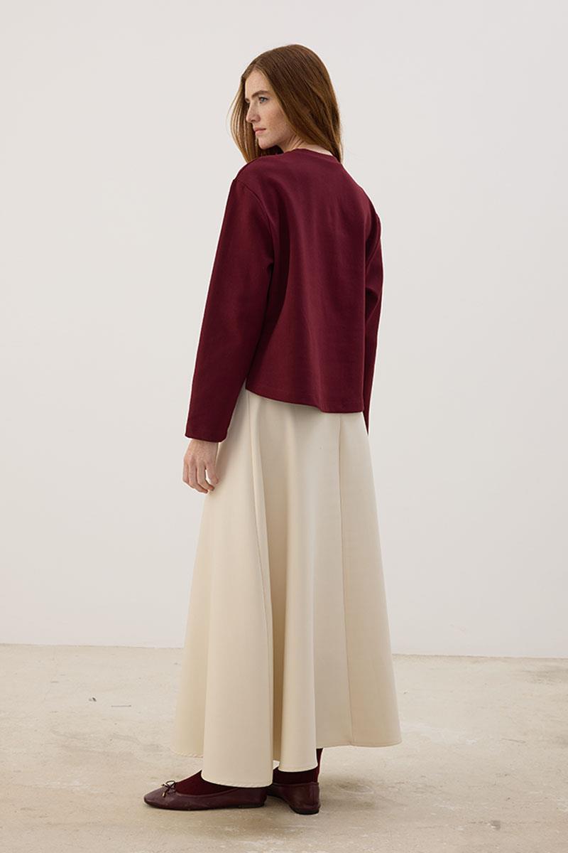 Tok Duruşlu Basic Sweatshirt Mürdüm