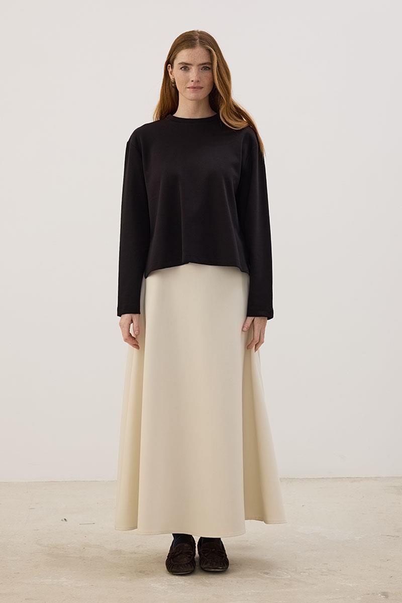 Tok Duruşlu Basic Sweatshirt Siyah