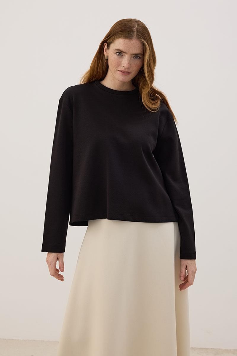 Tok Duruşlu Basic Sweatshirt Siyah