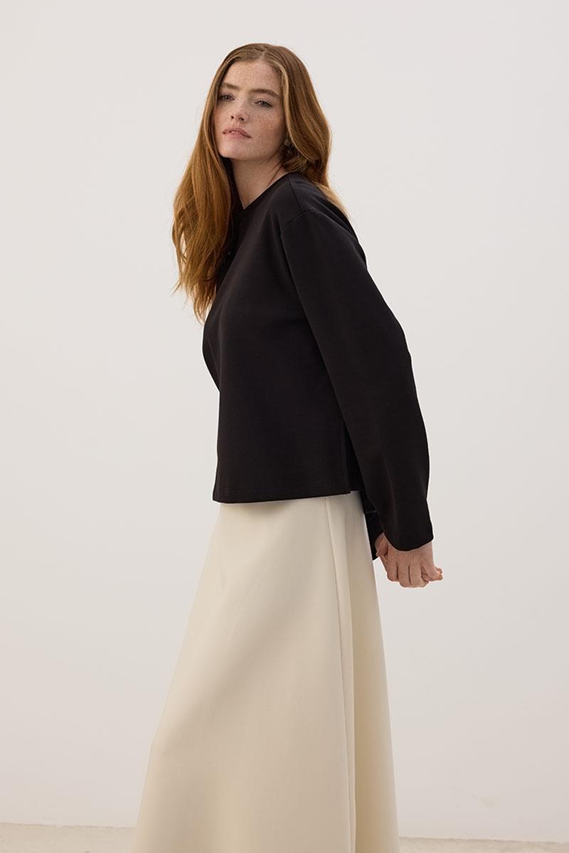 Tok Duruşlu Basic Sweatshirt Siyah
