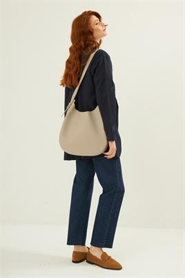 Tokalı Omuz Çantası Krem