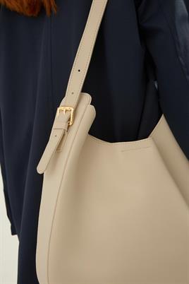 Tokalı Omuz Çantası Krem