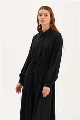 Tünel Kemerli Tensel Elbise Siyah