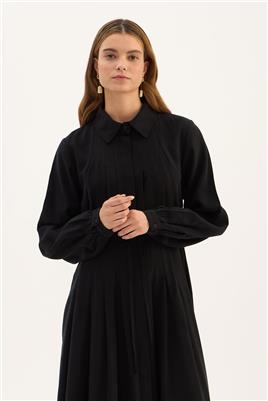 Tünel Kemerli Tensel Elbise Siyah