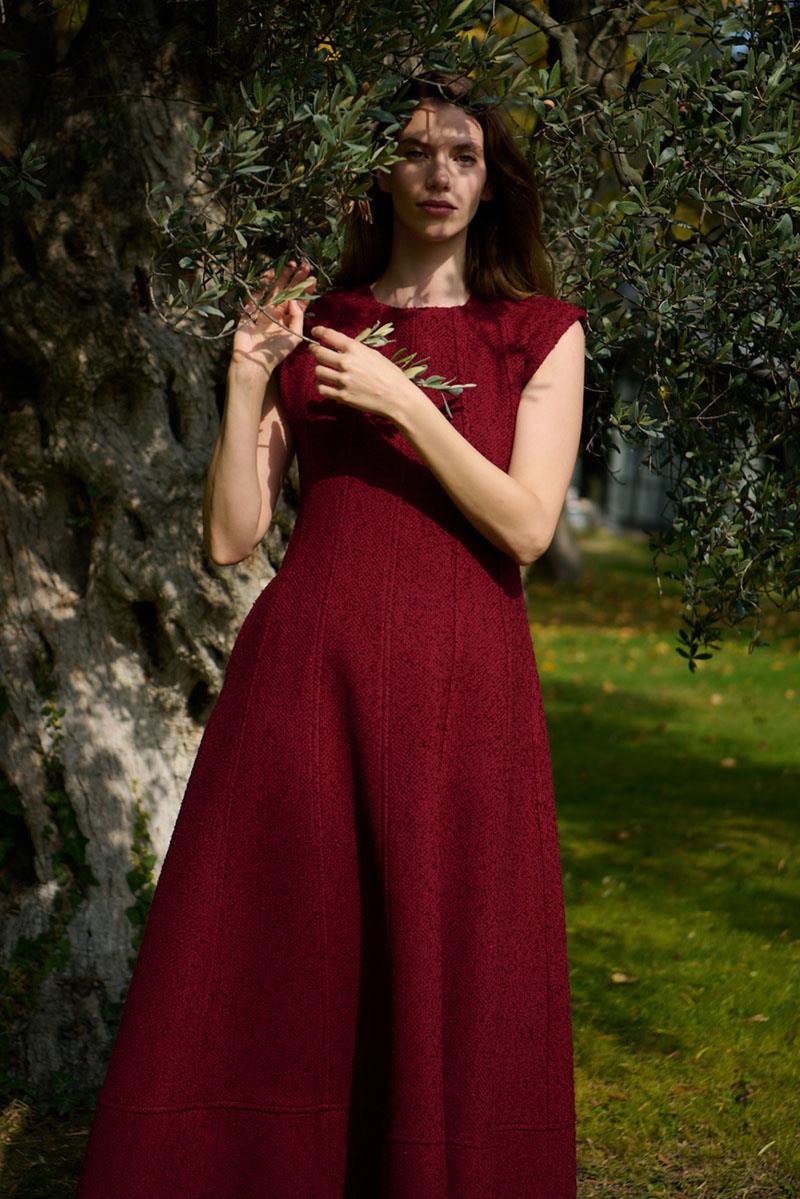 Tüvit Jile Elbise Bordo