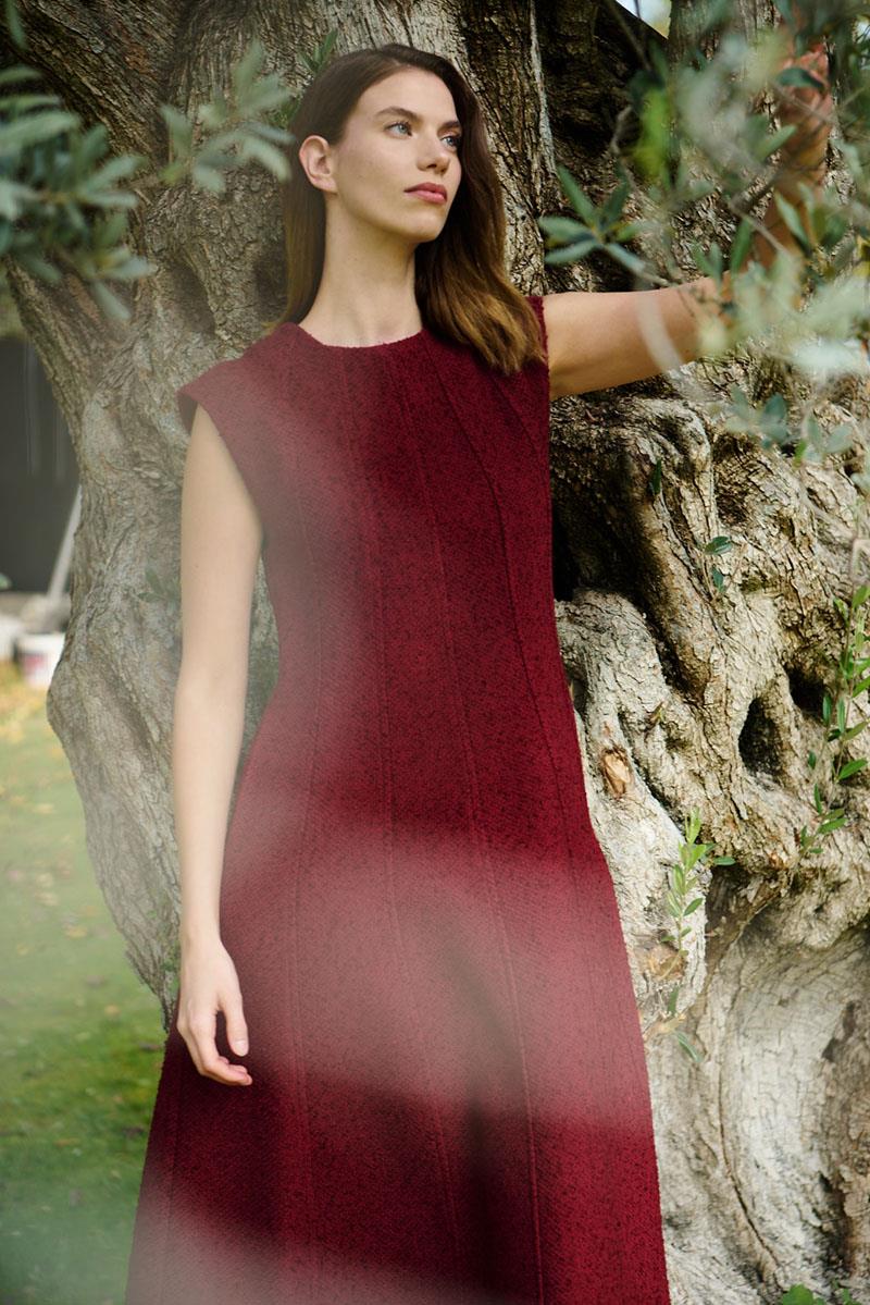 Tüvit Jile Elbise Bordo