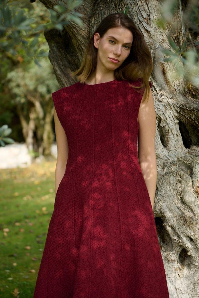 Tüvit Jile Elbise Bordo