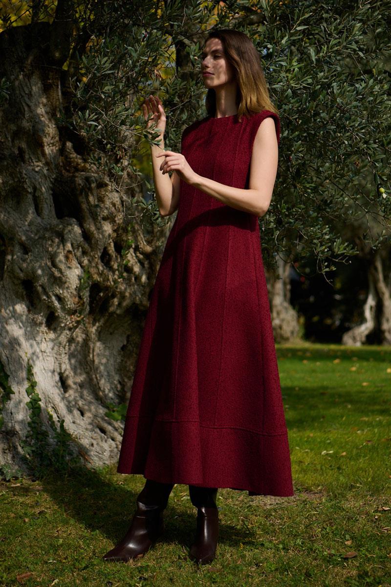 Tüvit Jile Elbise Bordo