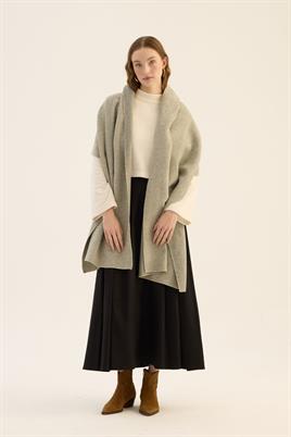 Tüylü Balıksırtı Desen Atkı Açık gri