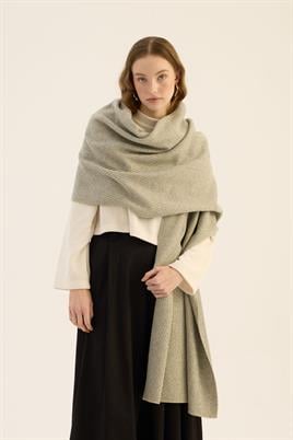 Tüylü Balıksırtı Desen Atkı Açık gri