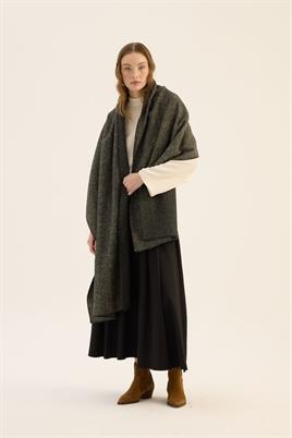 Tüylü Balıksırtı Desen Atkı Siyah