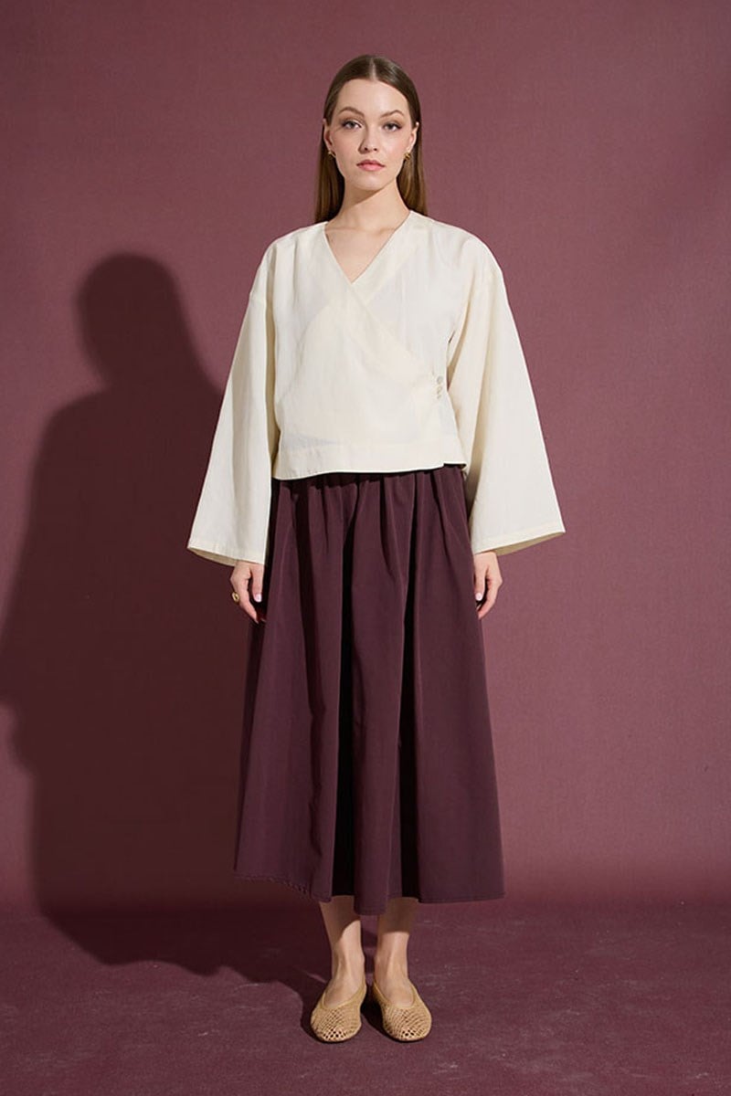 Üç Düğmeli Kimono Krem