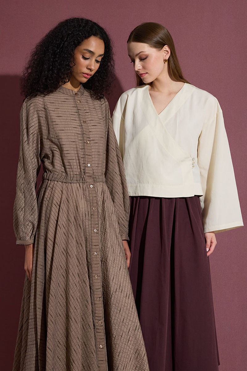 Üç Düğmeli Kimono Krem