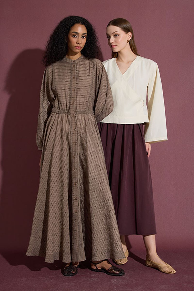 Üç Düğmeli Kimono Krem