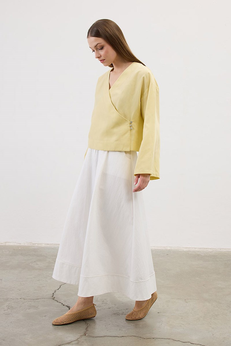 Üç Düğmeli Kimono Soft Sarı