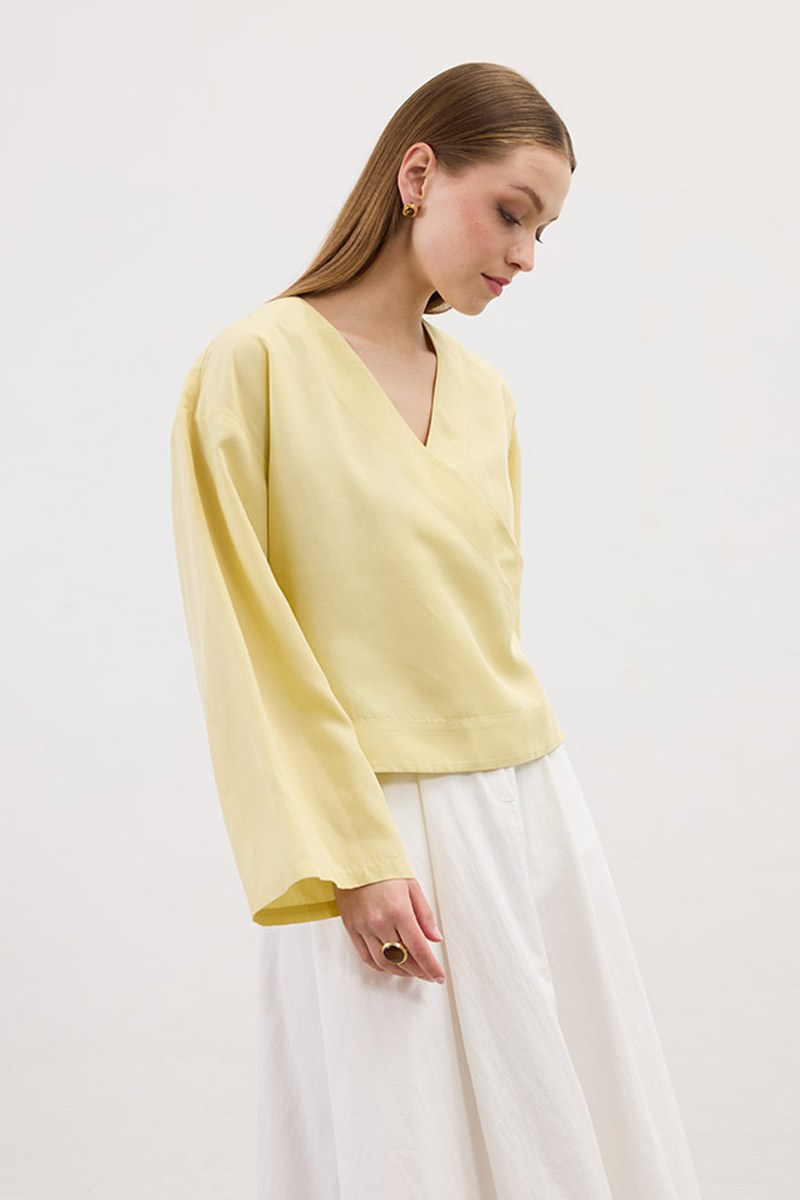 Üç Düğmeli Kimono Soft Sarı