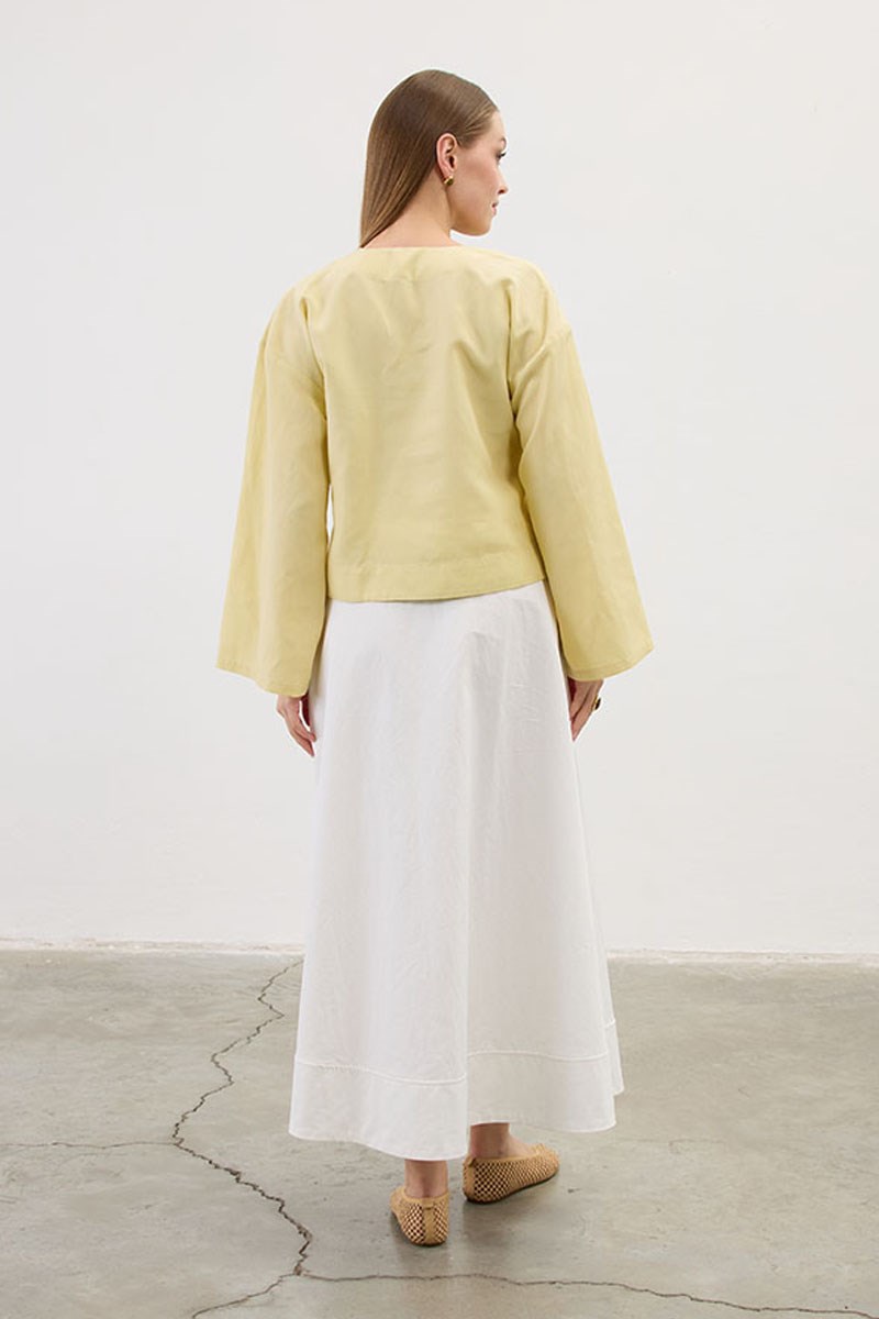 Üç Düğmeli Kimono Soft Sarı