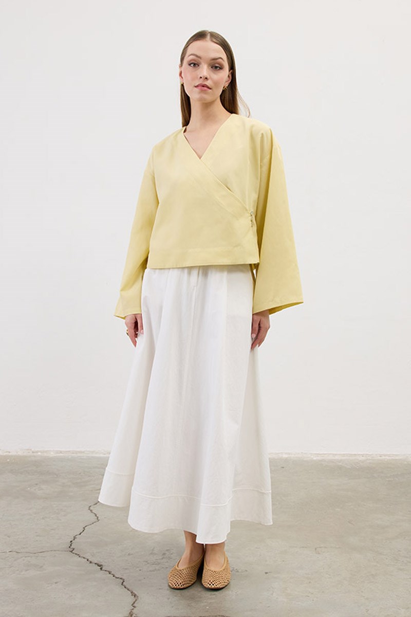 Üç Düğmeli Kimono Soft Sarı