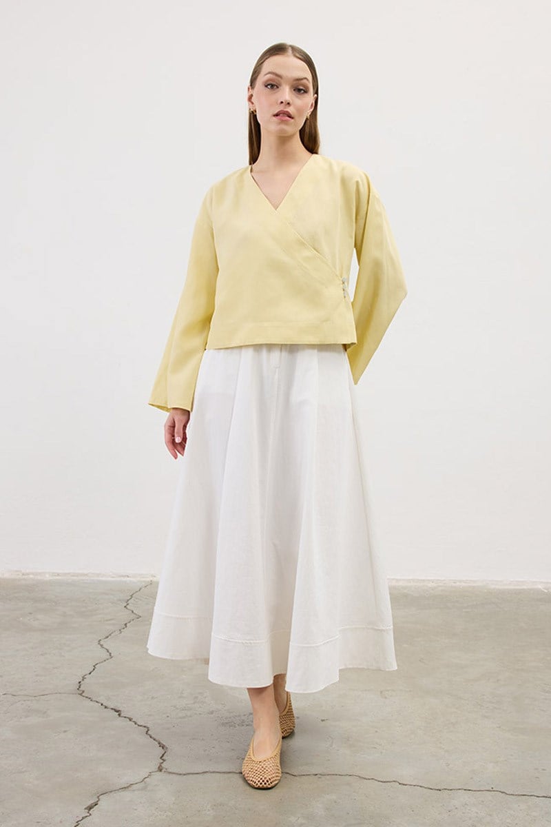 Üç Düğmeli Kimono Soft Sarı