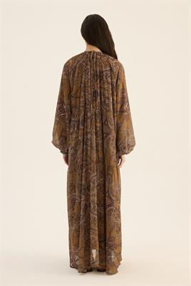 Üç Katlı Şifon Elbise Zeytin Yeşili