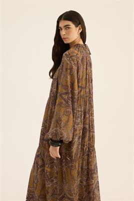 Üç Katlı Şifon Elbise Zeytin Yeşili