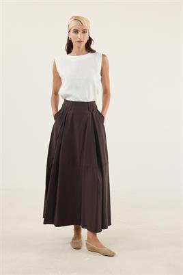 Üçgen Köprülü Paraşüt Etek Acı kahve