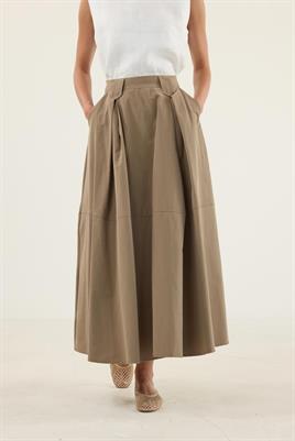 Üçgen Köprülü Paraşüt Etek Camel