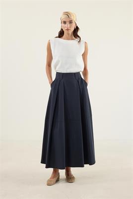 Üçgen Köprülü Paraşüt Etek Lacivert