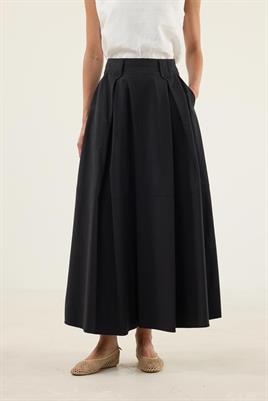 Üçgen Köprülü Paraşüt Etek Siyah