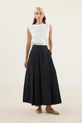 Üçgen Köprülü Paraşüt Etek Siyah