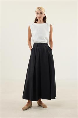 Üçgen Köprülü Paraşüt Etek Siyah