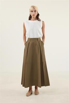 Üçgen Köprülü Paraşüt Etek Zeytin Yeşili