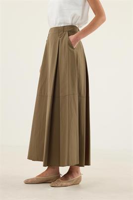 Üçgen Köprülü Paraşüt Etek Zeytin Yeşili