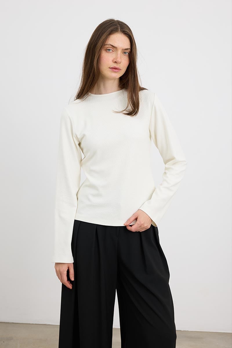 Ultrasoft Triko Basic Bluz Ekru