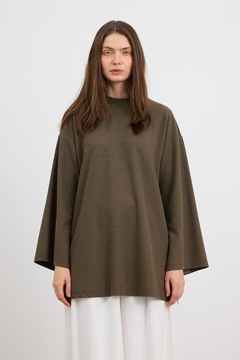 Ultrasoft Triko Tunik Boz Kahve