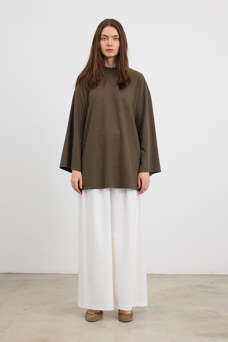 Ultrasoft Triko Tunik Boz Kahve