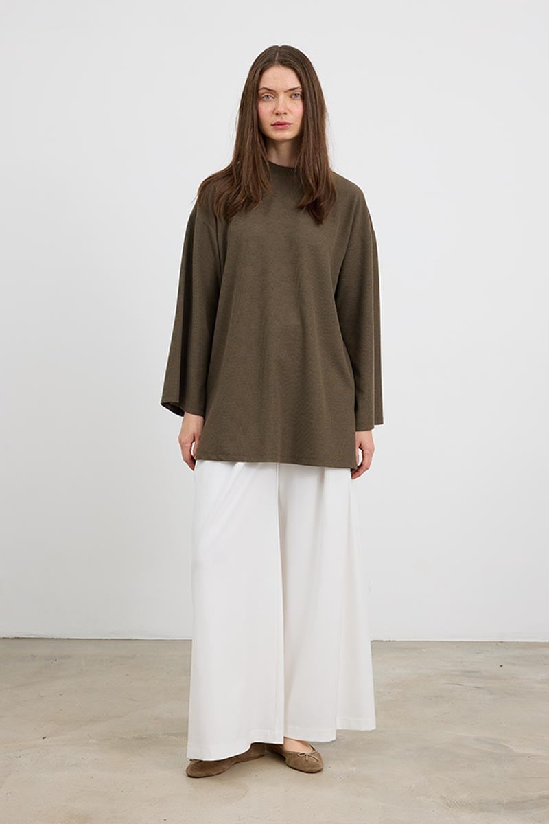 Ultrasoft Triko Tunik Boz Kahve