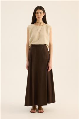 Üstü Parçalı Etek Kahverengi