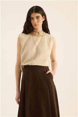 Üstü Parçalı Etek Kahverengi