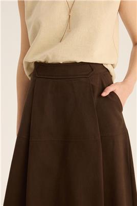 Üstü Parçalı Etek Kahverengi