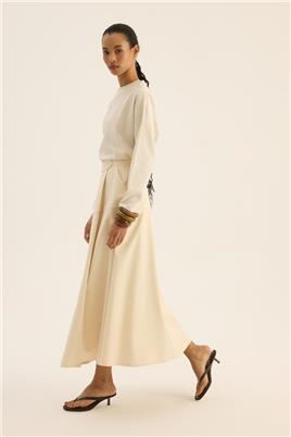 Üstü Parçalı Etek Naturel