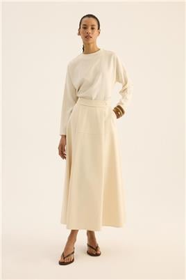 Üstü Parçalı Etek Naturel